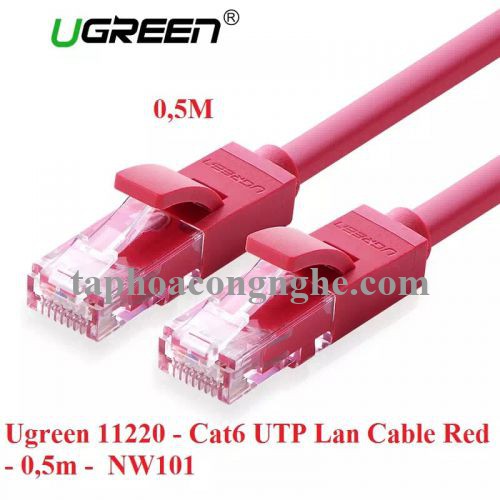 Ugreen 11220 0.5M màu Đỏ Cáp mạng LAN cat6 UTP NW101 30011220